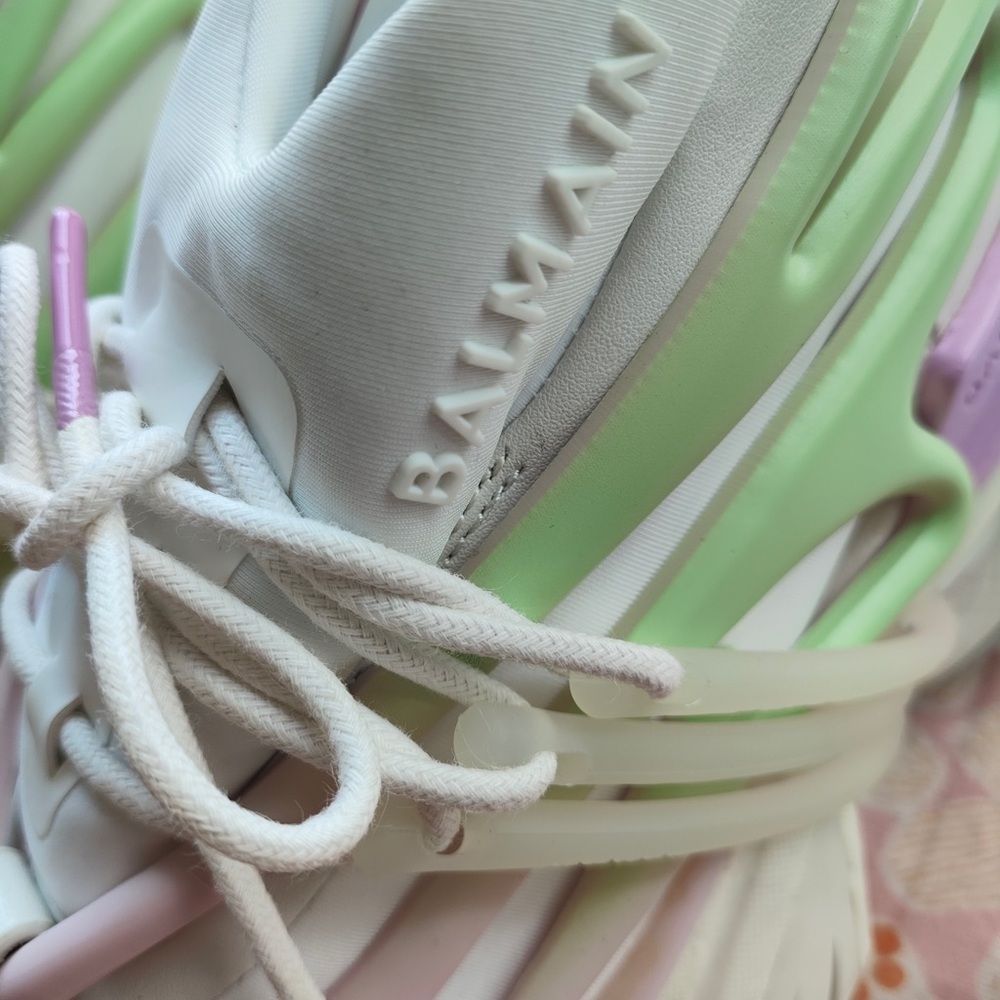 Balmain Pastel Multi-Color Women's Sneakers (White, Pink, Lavender, Mint) - Picture 3 of 6